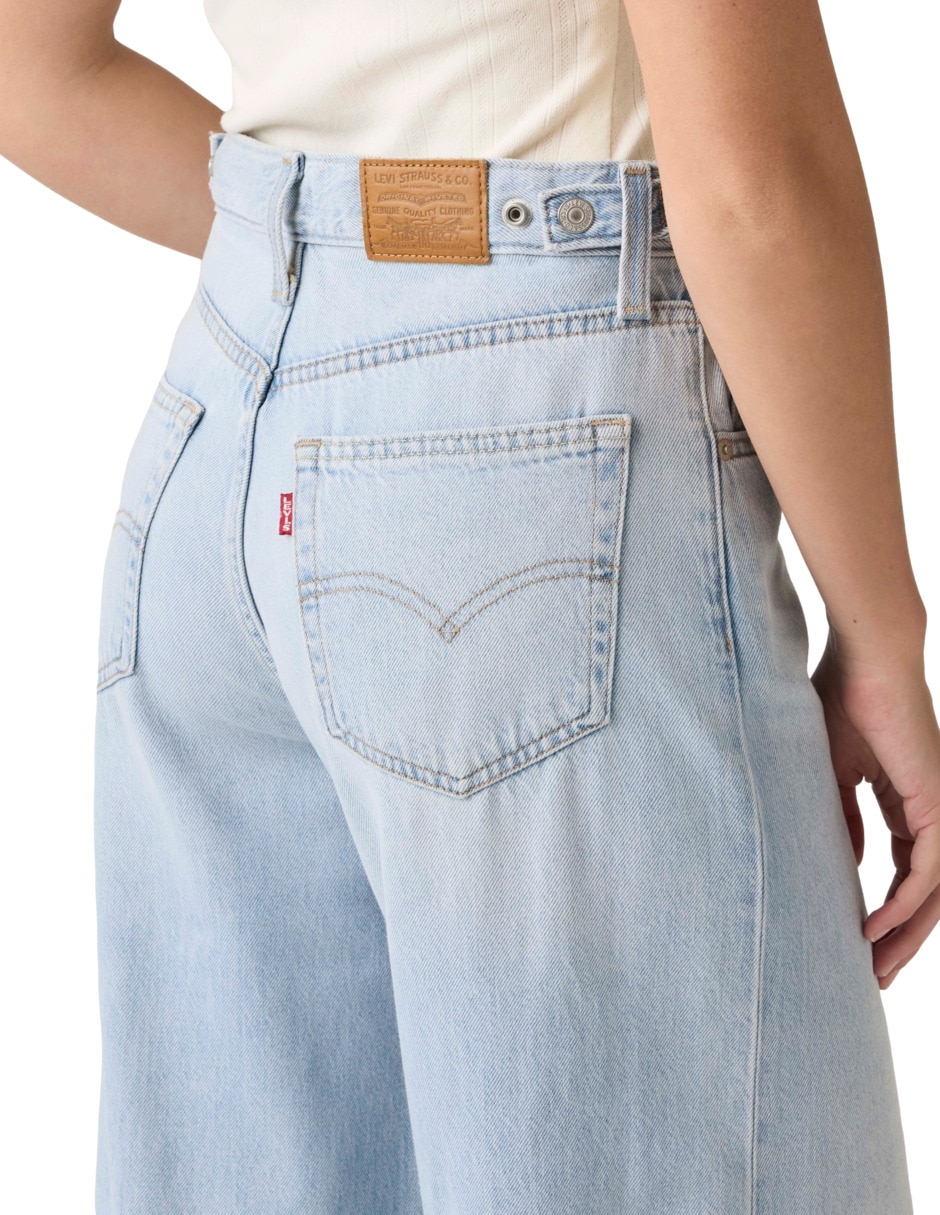 Jeans regular wide leg cintura para mujer 4