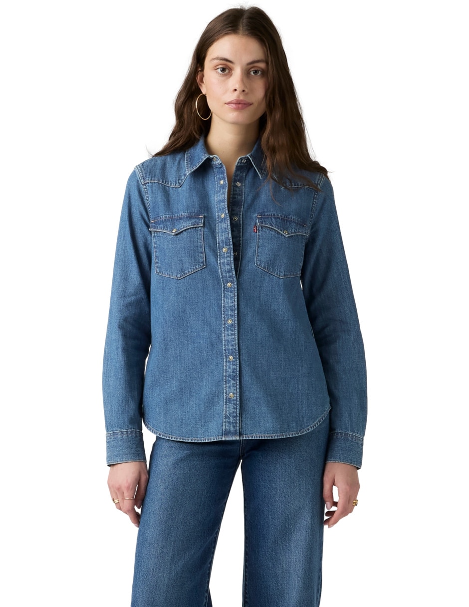 Blusa camisera manga larga para mujer