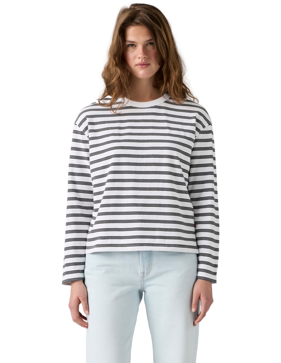 Playera manga larga cuello redondo para mujer Playera manga larga cuello redondo para mujer