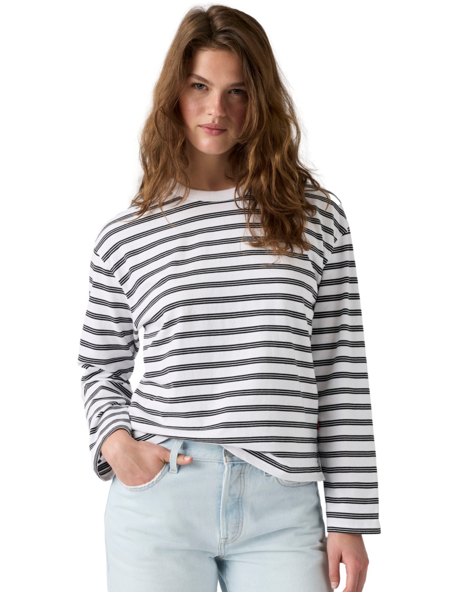 Playera manga larga cuello redondo para mujer 3