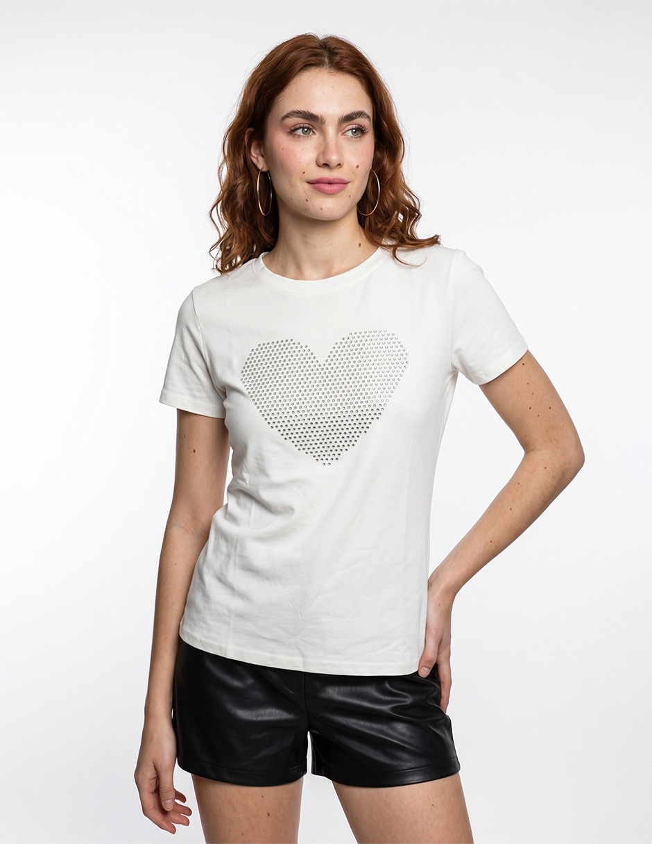Playera manga corta cuello redondo para mujer