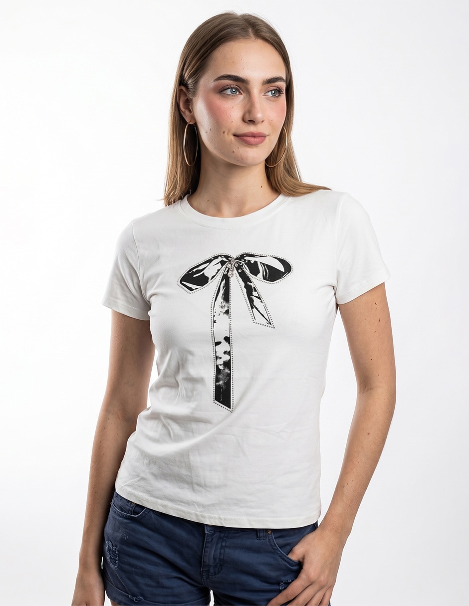Playera manga corta cuello redondo para mujer