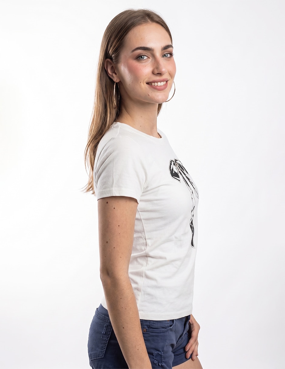 Playera manga corta cuello redondo para mujer 4