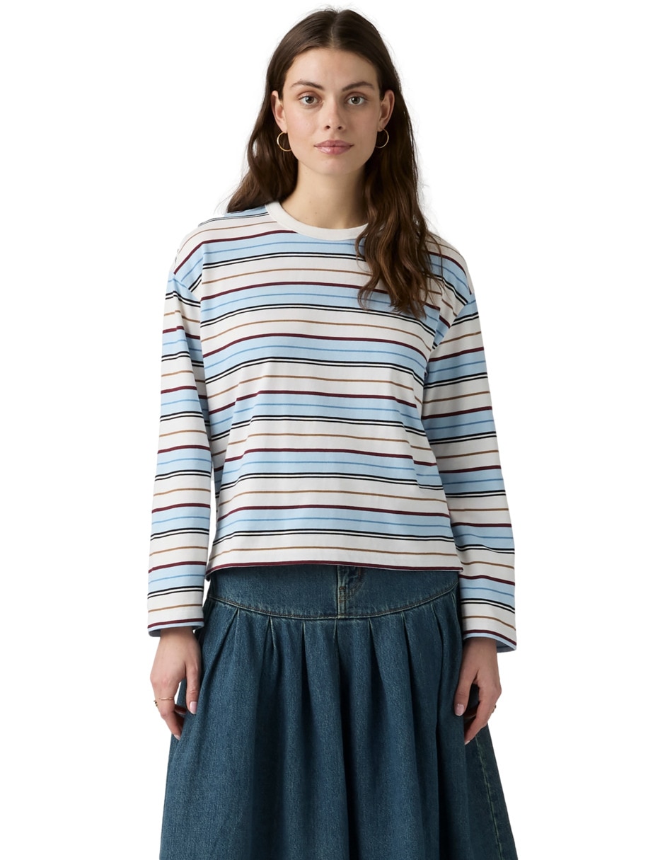 Playera manga larga cuello redondo para mujer Playera manga larga cuello redondo para mujer