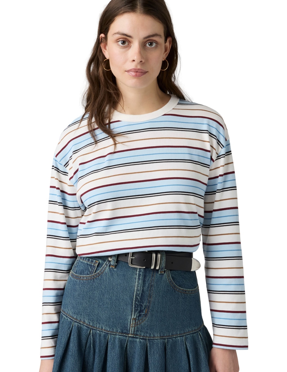 Playera manga larga cuello redondo para mujer 3