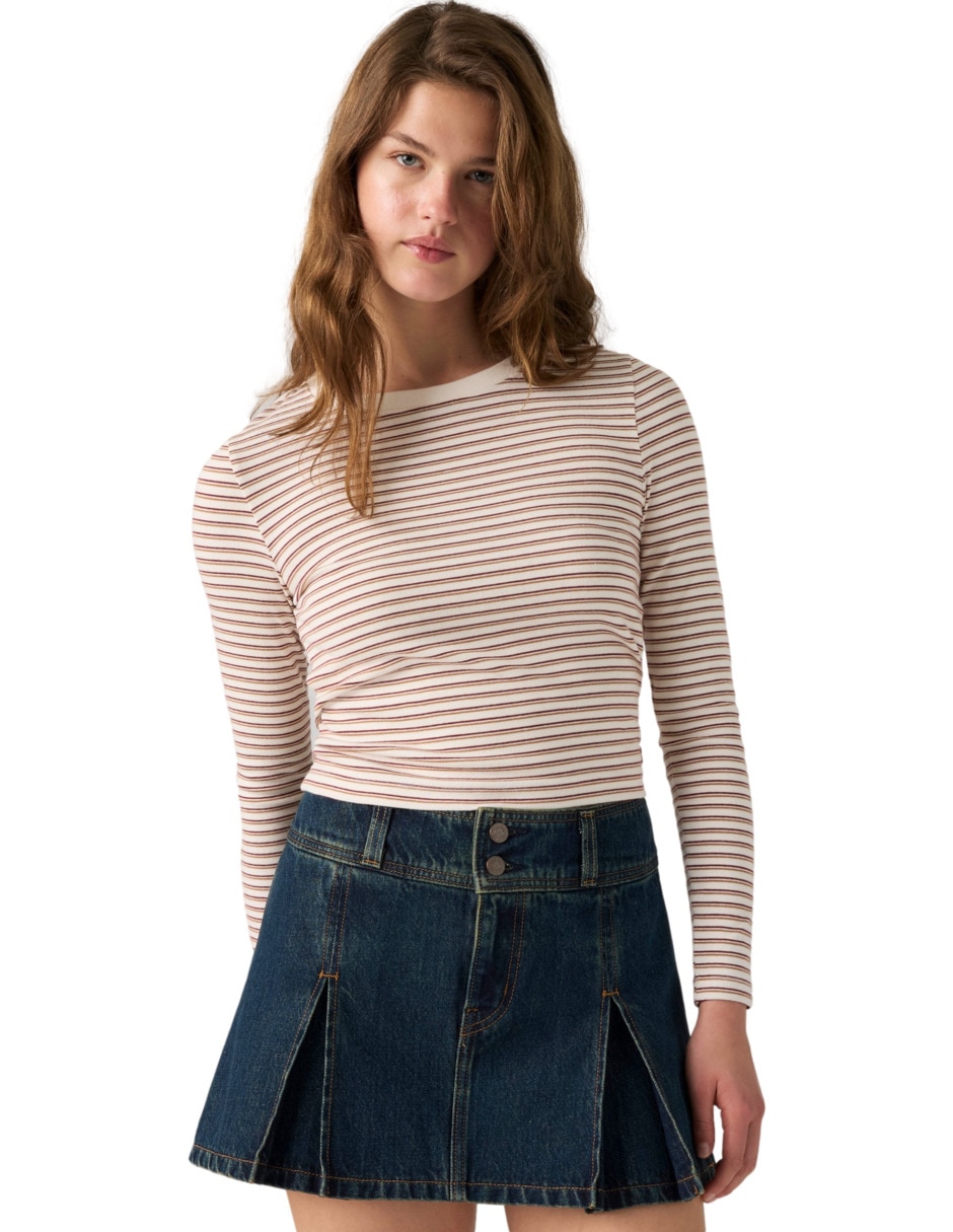 Playera manga larga cuello redondo para mujer Playera manga larga cuello redondo para mujer