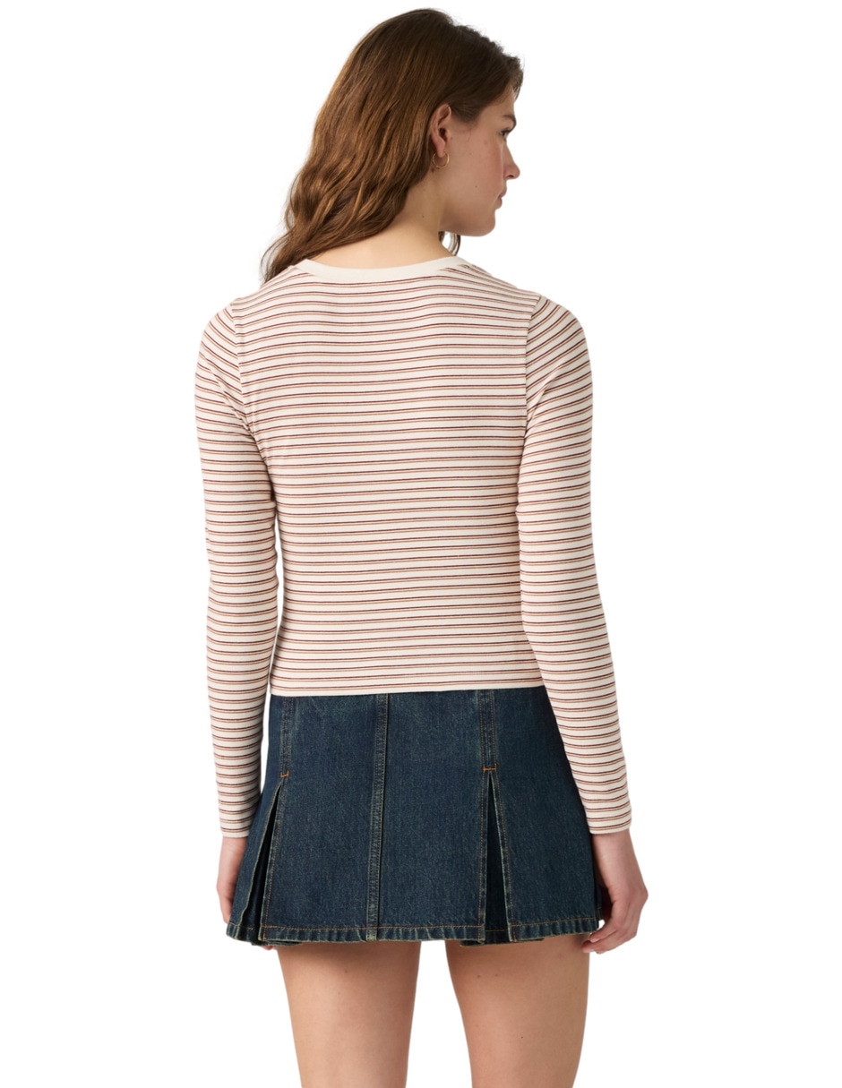 Playera manga larga cuello redondo para mujer 2