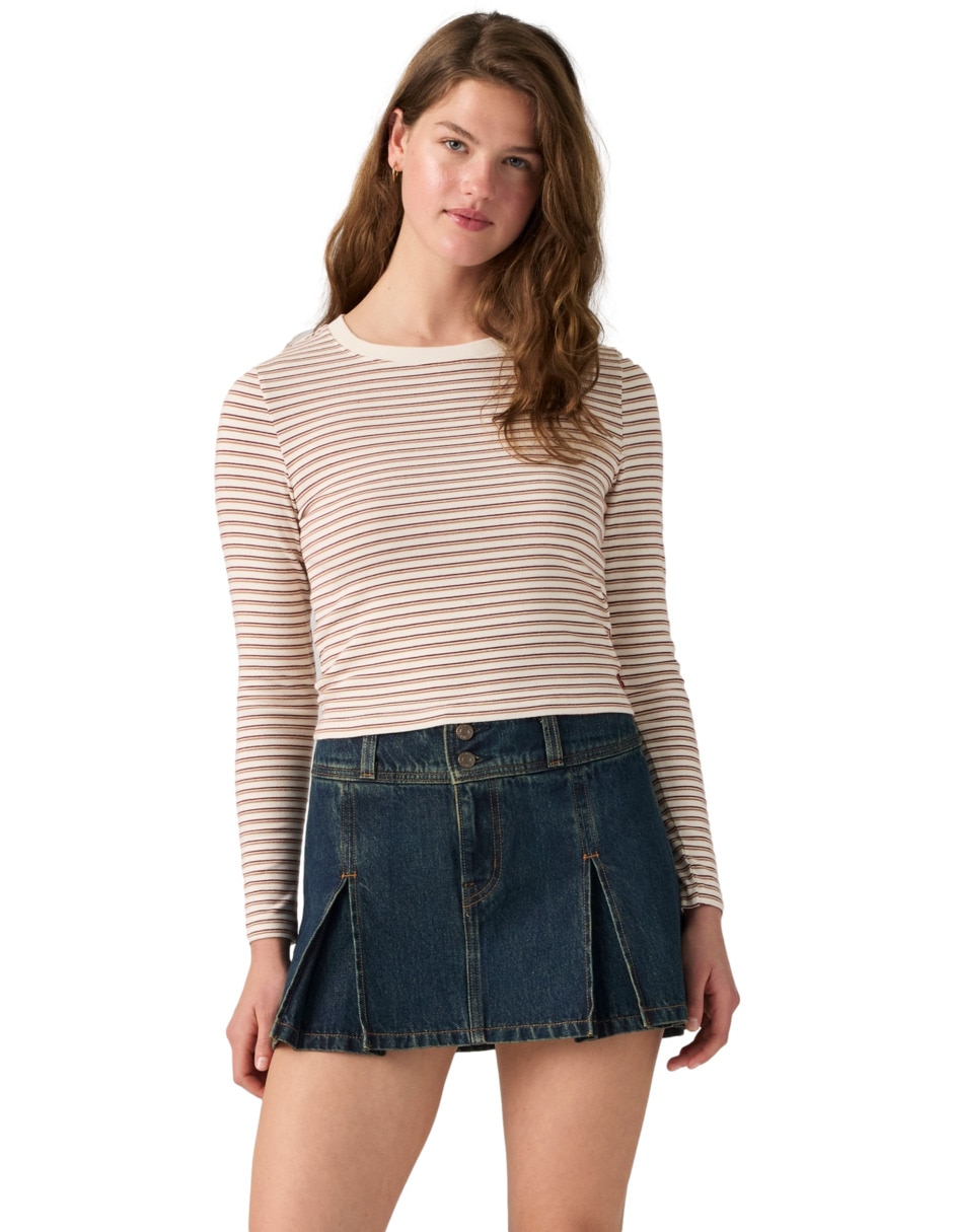 Playera manga larga cuello redondo para mujer 4
