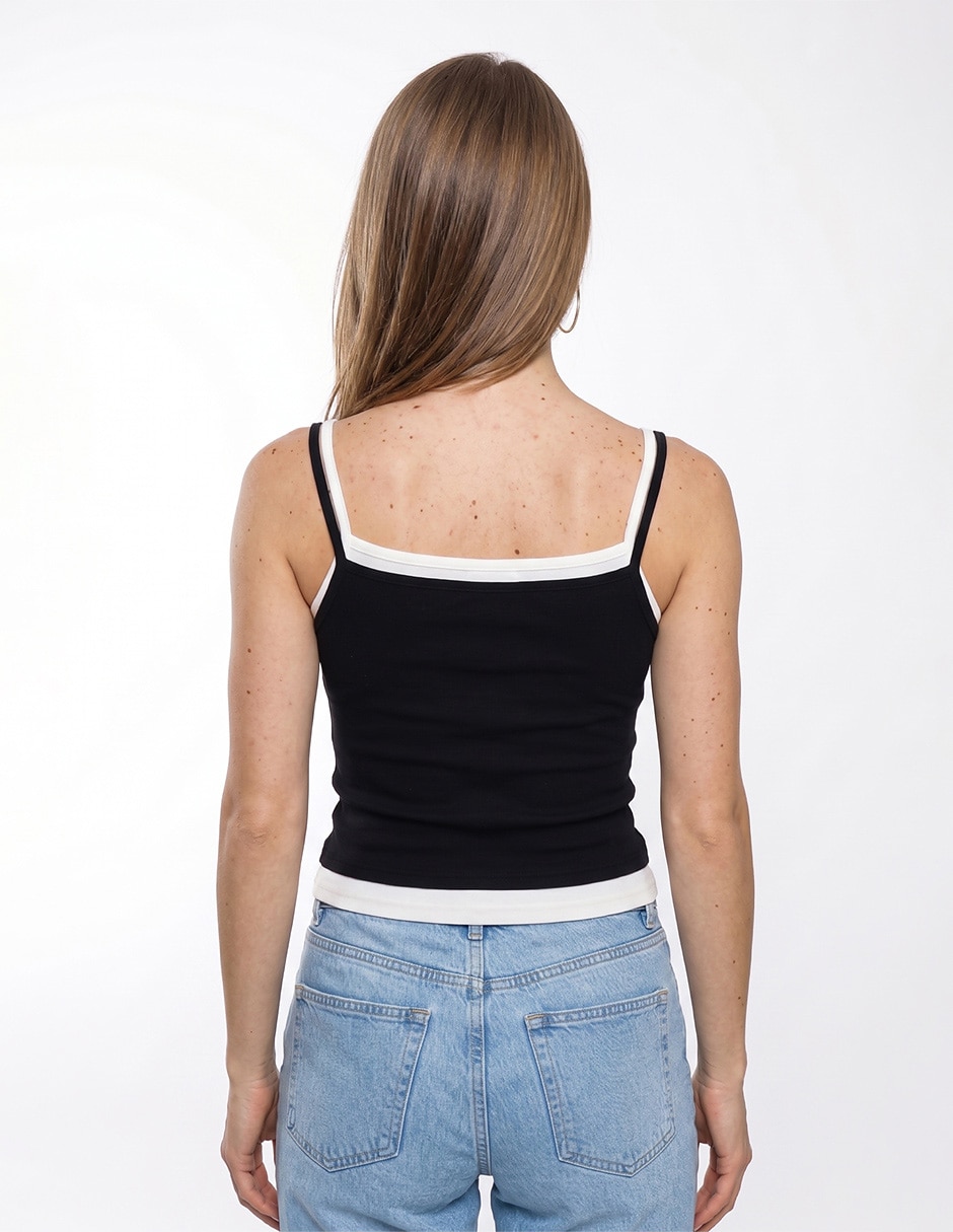 Top cuello cuadrado escote cuadrado tirante delgado 2