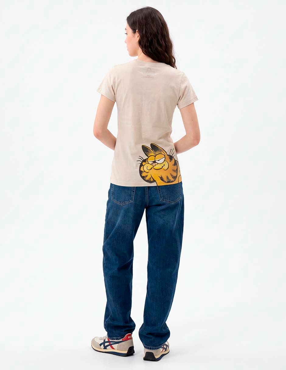 Playera manga corta Garfield cuello redondo para mujer 5