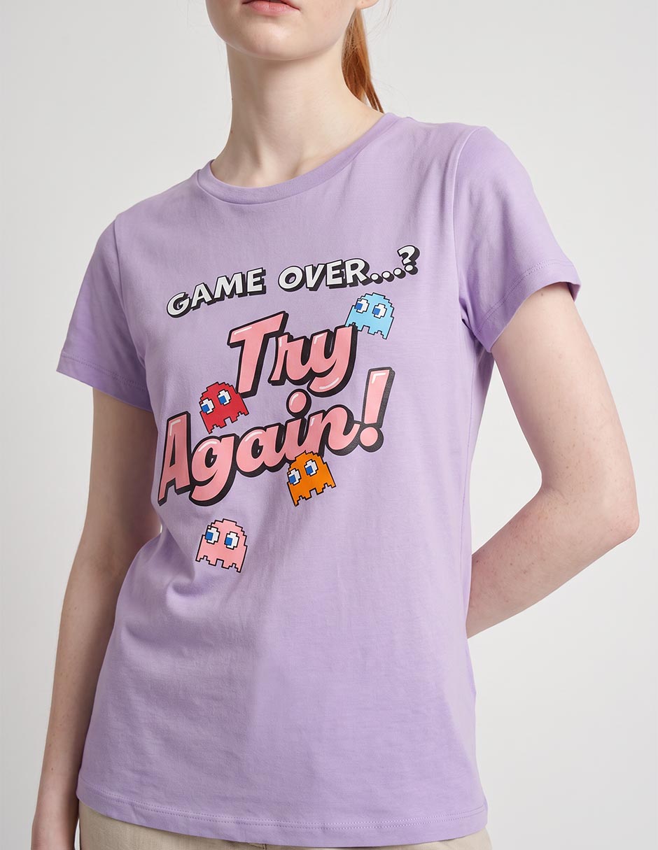 Playera manga corta pac-man cuello redondo para mujer 3