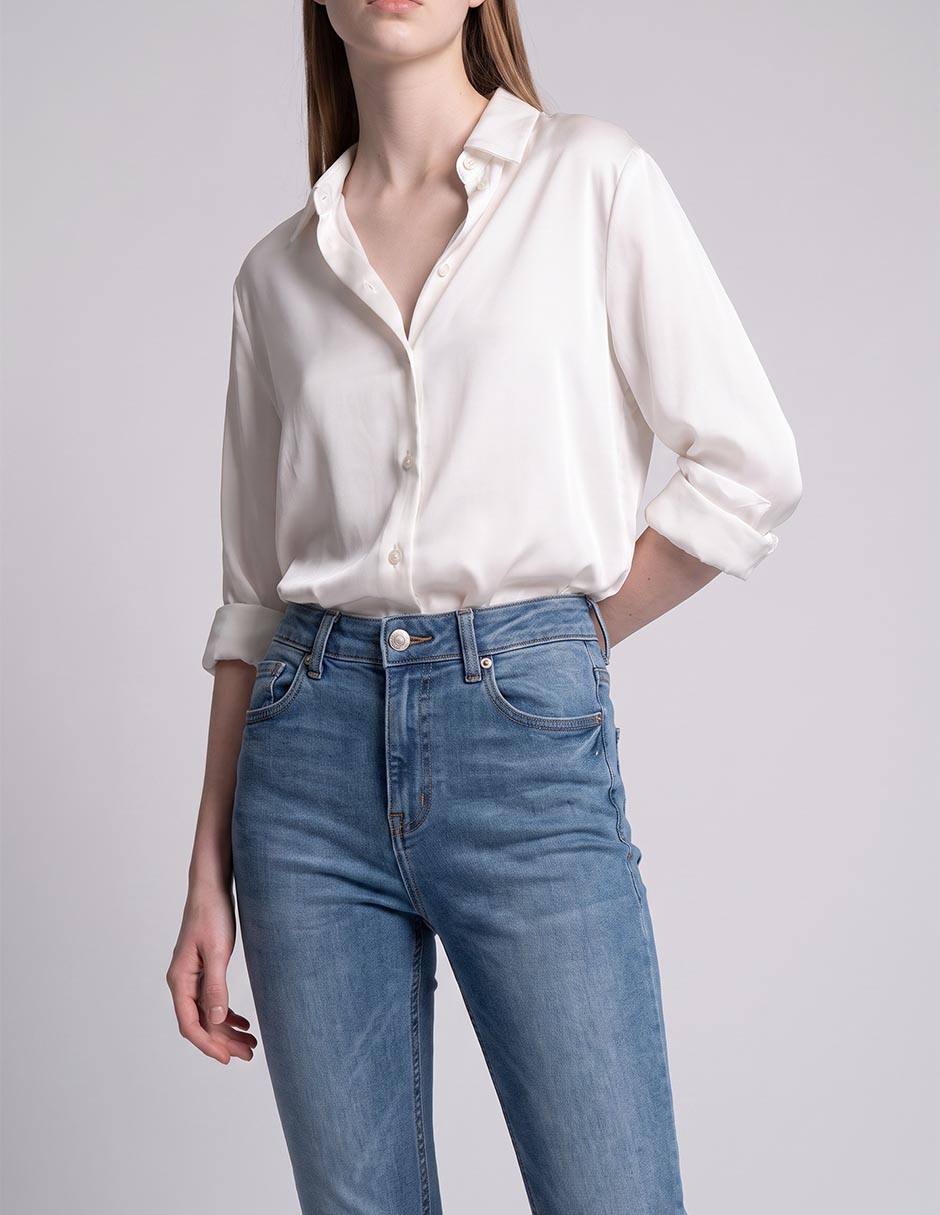Jeans skinny corte a la cintura para mujer 3