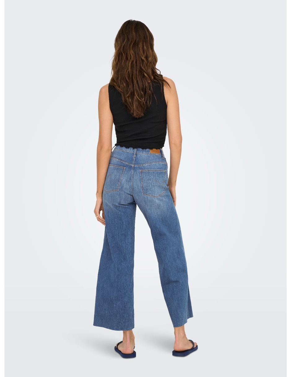 Jeans capri wide leg para mujer 2