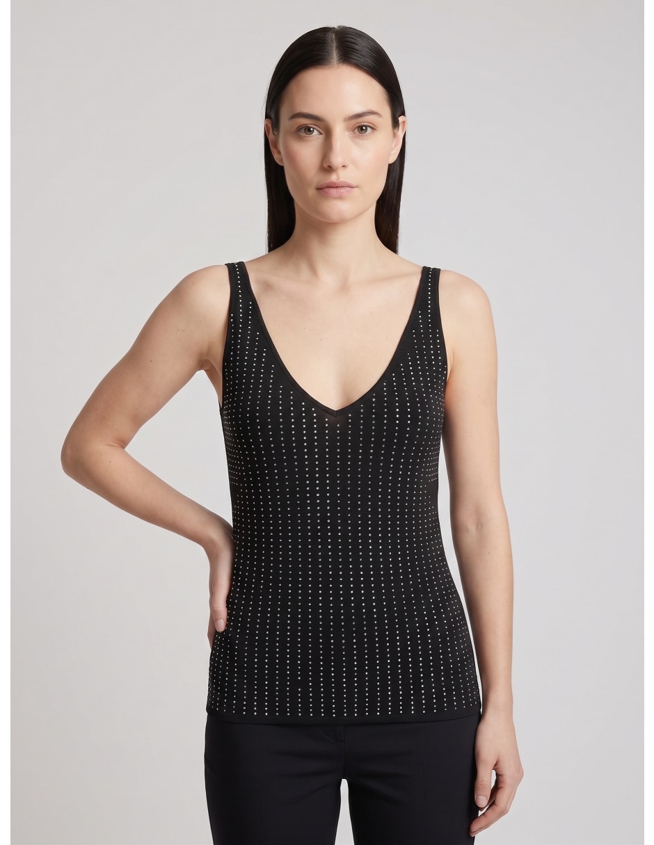 Top cuello v escote v tirante ancho