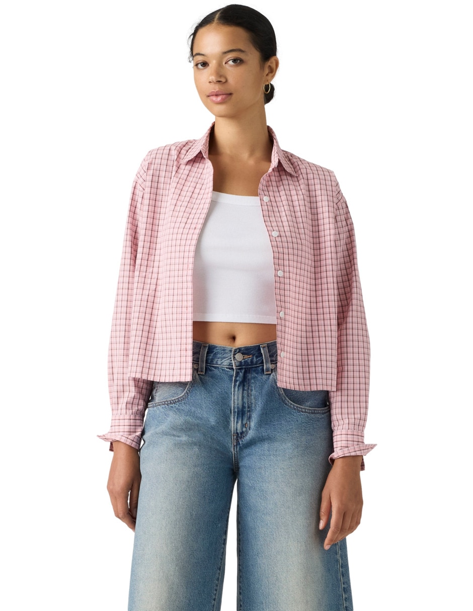 Blusa camisera manga larga para mujer
