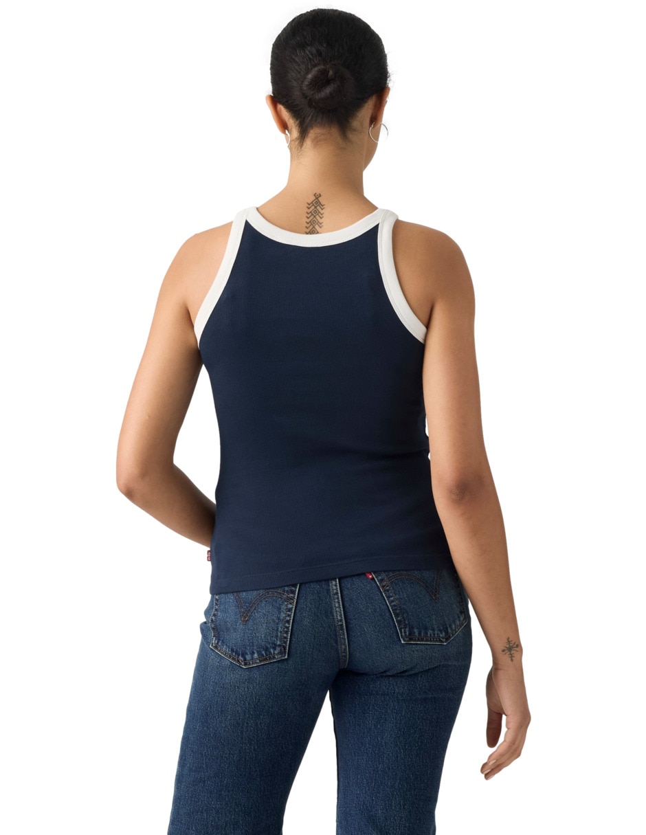 Playera sin manga cuello redondo para mujer 2