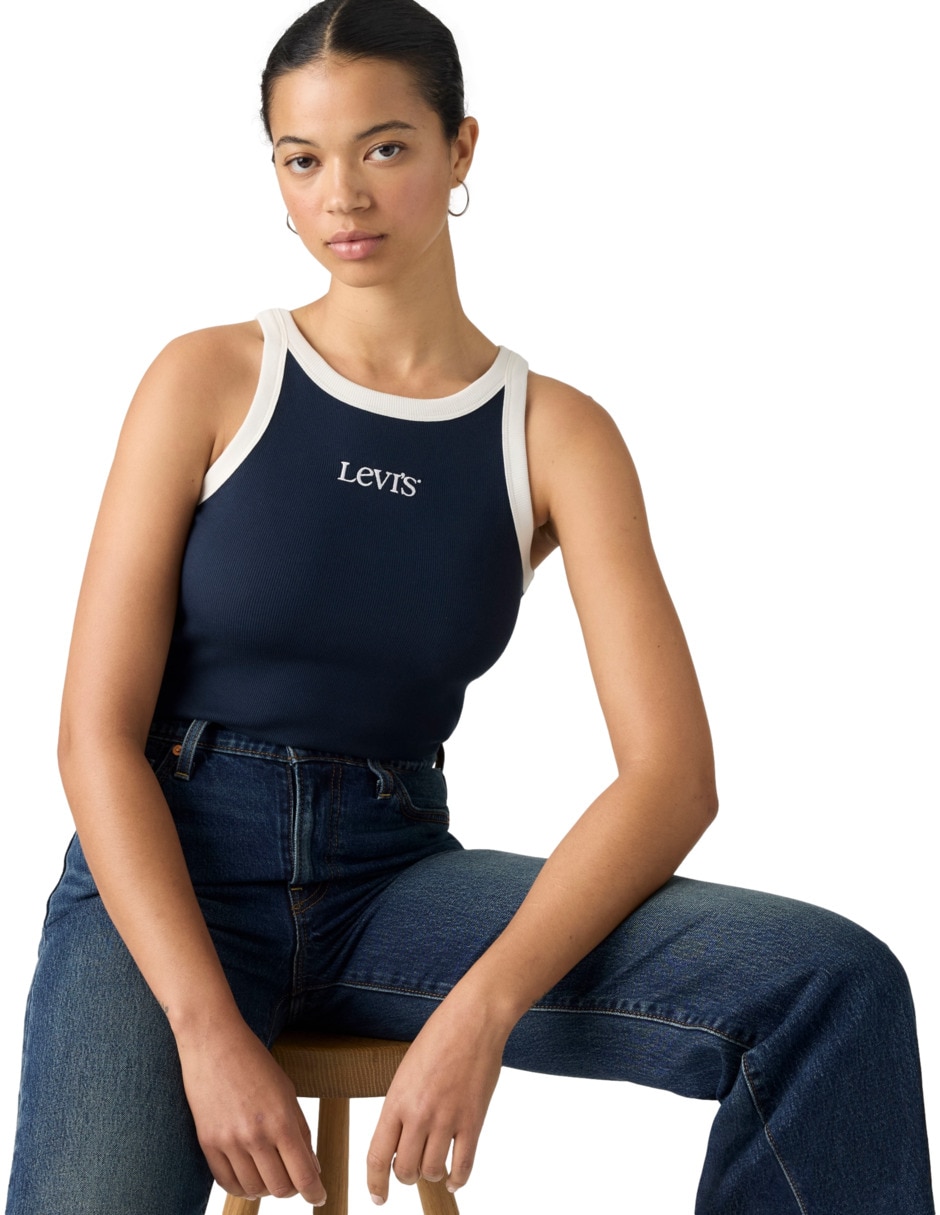 Playera sin manga cuello redondo para mujer 3