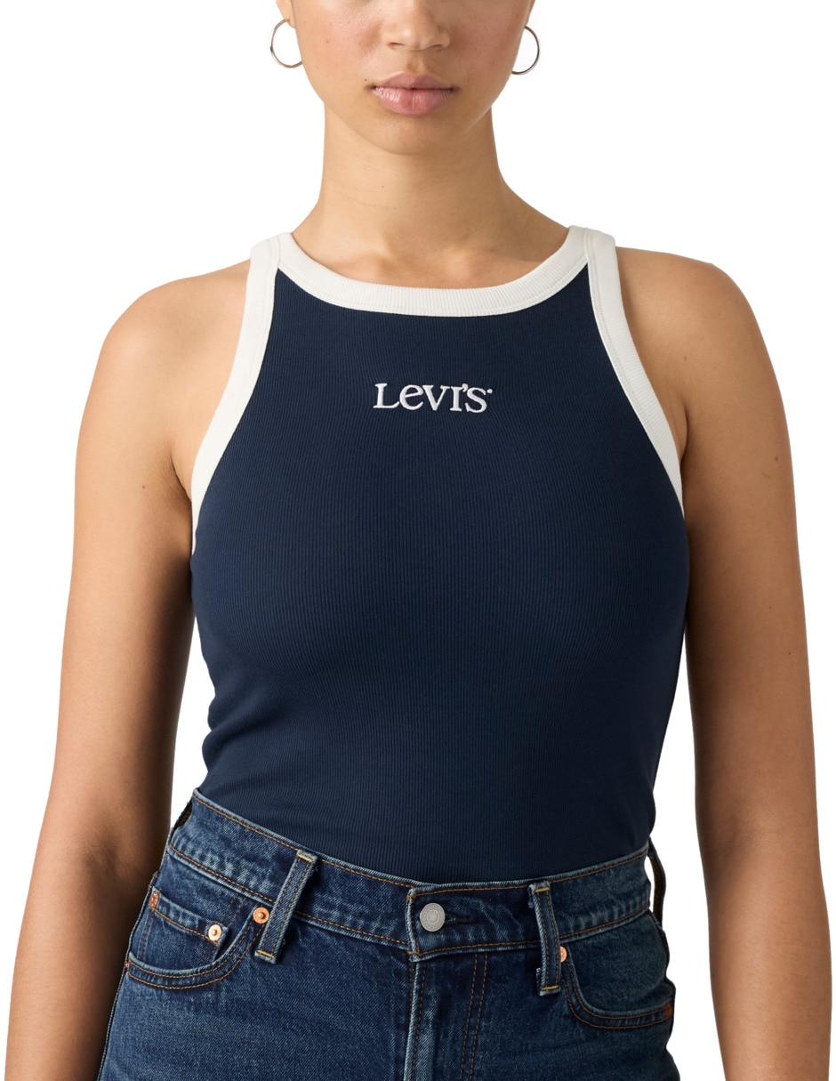 Playera sin manga cuello redondo para mujer 4