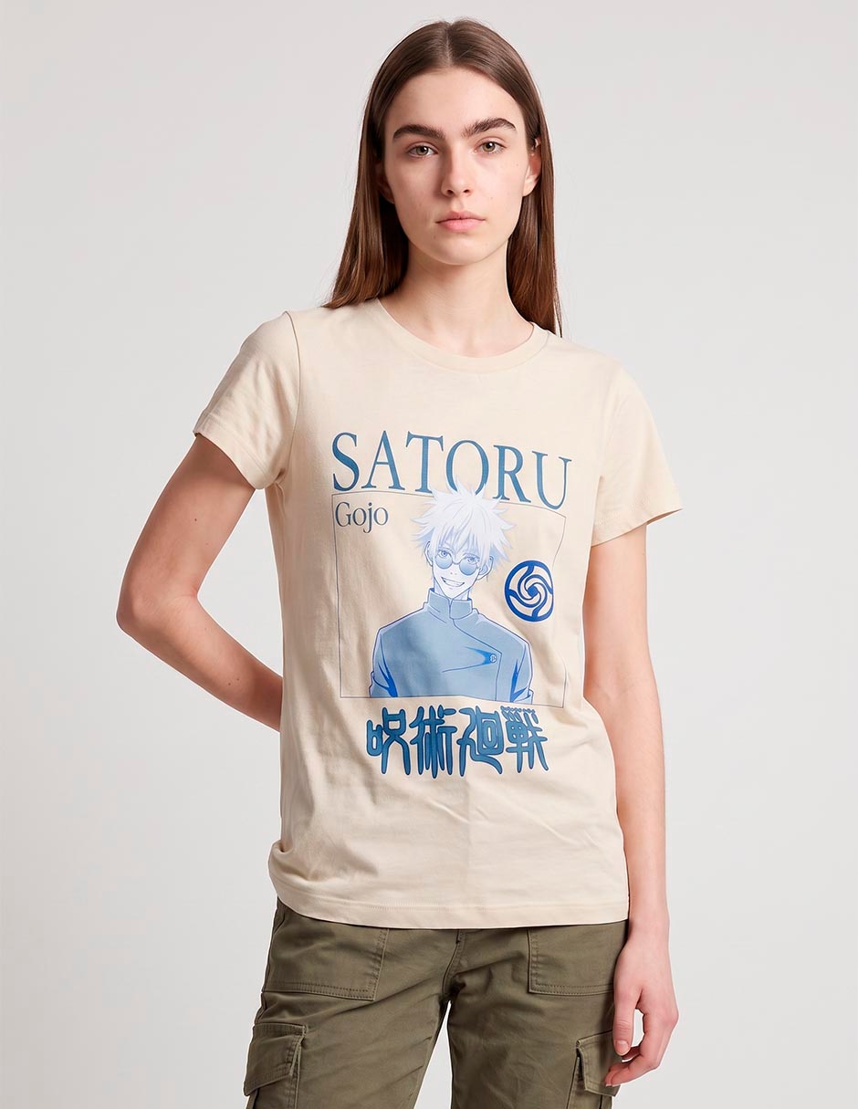 Playera manga corta satoru gojo cuello redondo para mujer Playera manga corta satoru gojo cuello redondo para mujer