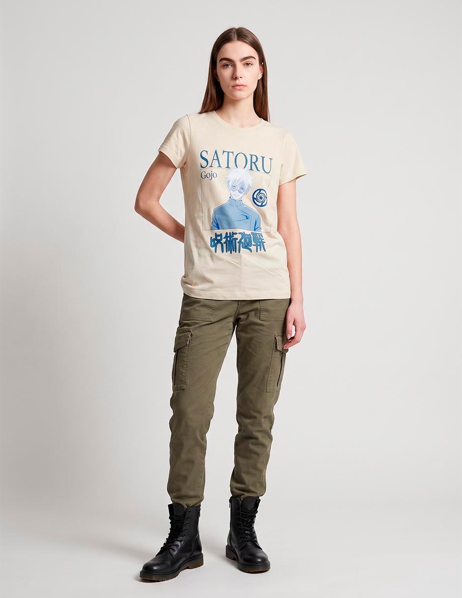 Playera manga corta satoru gojo cuello redondo para mujer 3