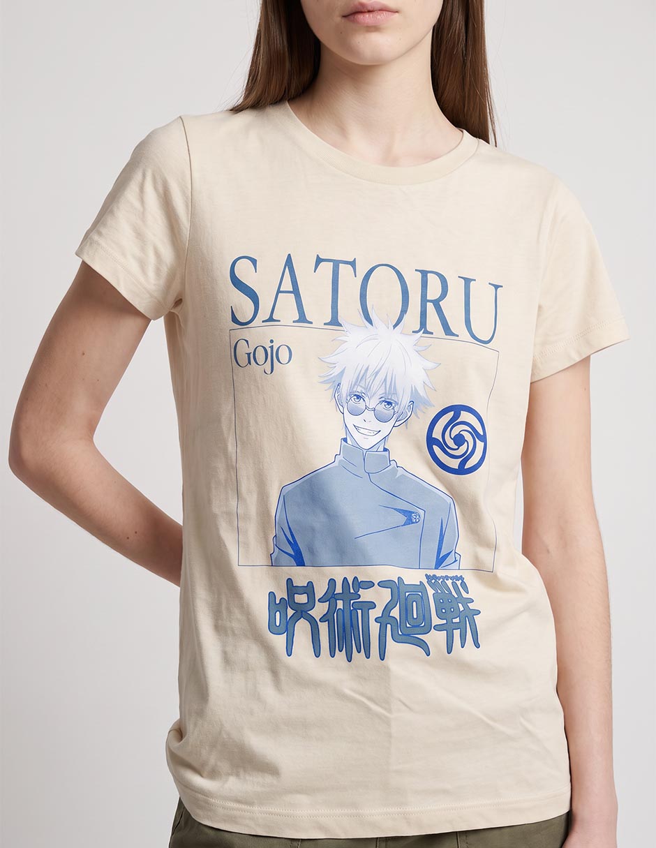 Playera manga corta satoru gojo cuello redondo para mujer 2