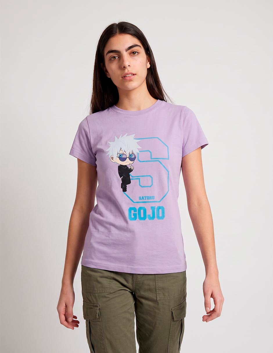 Playera manga corta jujutsu kaisen cuello redondo para mujer Playera manga corta jujutsu kaisen cuello redondo para mujer
