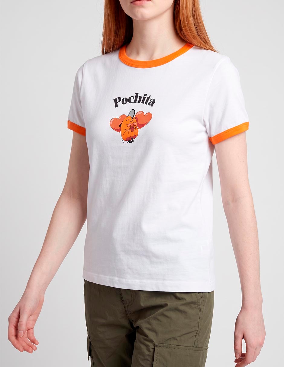 Playera manga corta pochita cuello redondo para mujer 2