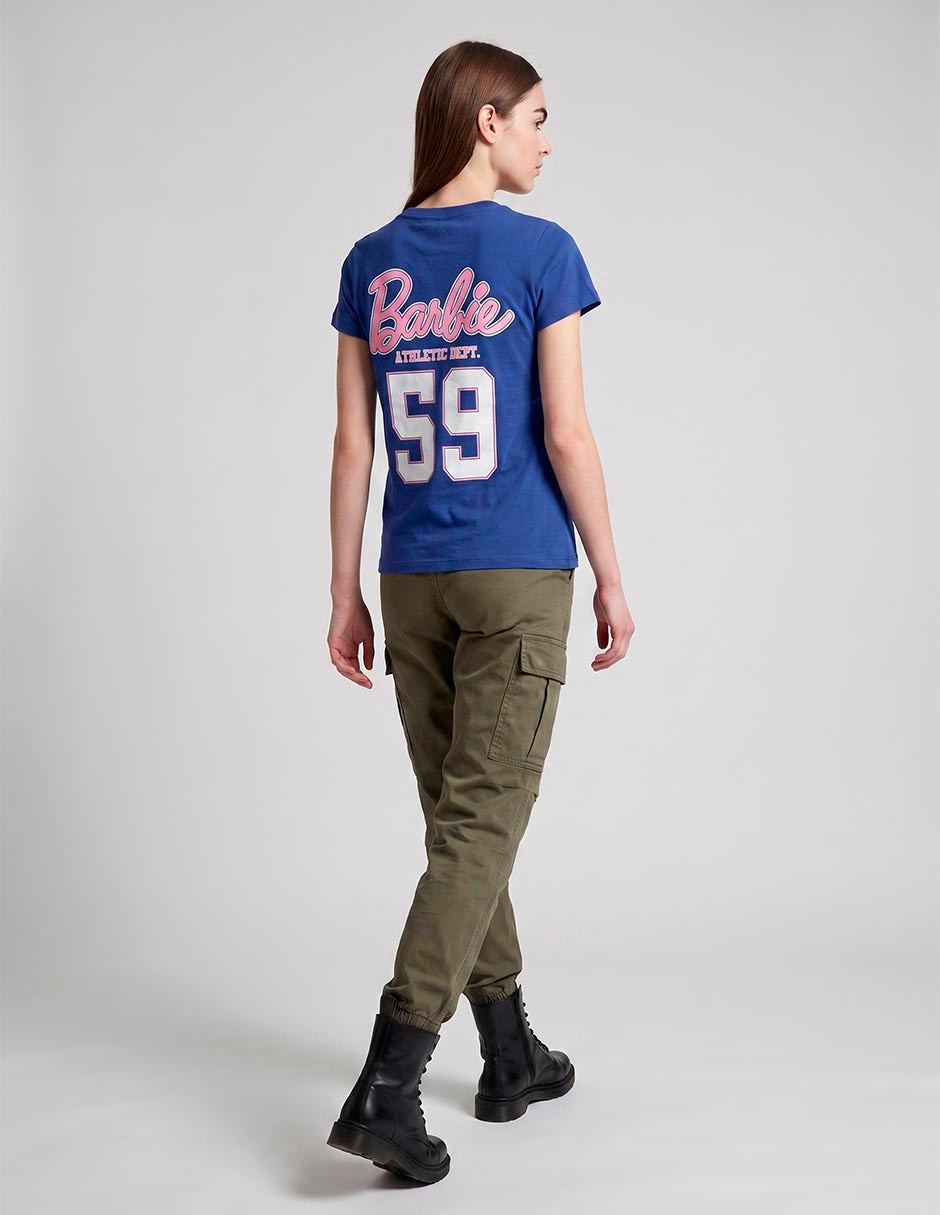 Playera manga corta barbie cuello redondo para mujer 4