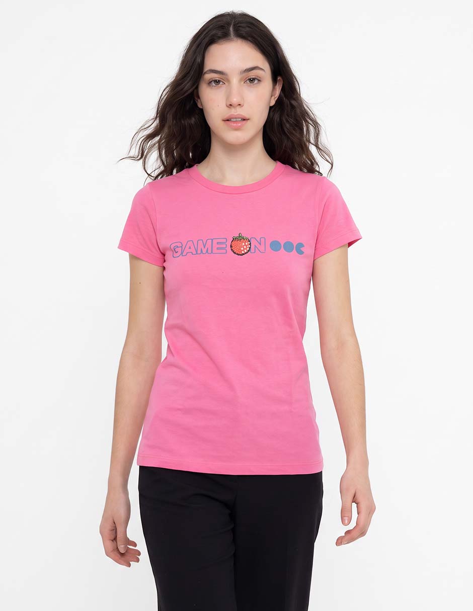 Playera manga corta Pac - Man cuello redondo para mujer Playera manga corta Pac - Man cuello redondo para mujer