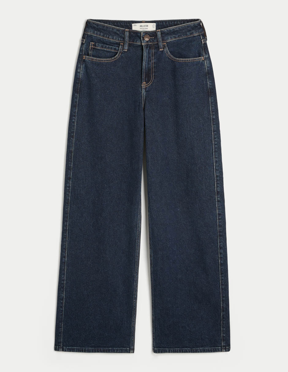Jeans regular baggy cintura alta para mujer