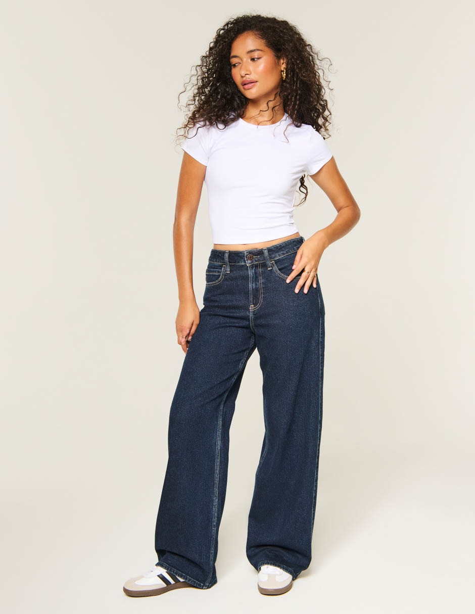 Jeans regular baggy cintura alta para mujer 2