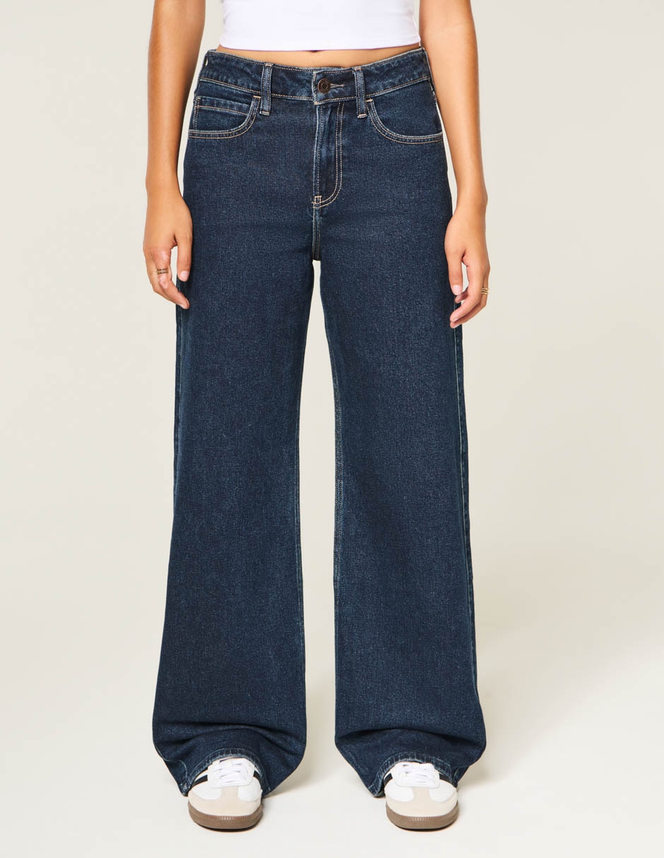 Jeans regular baggy cintura alta para mujer 3