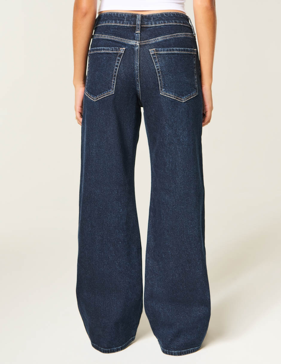 Jeans regular baggy cintura alta para mujer 4