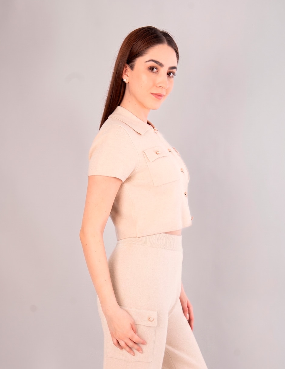 Suéter cuello camisero para mujer 3