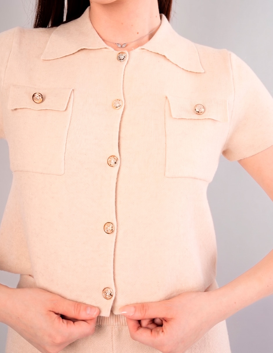 Suéter cuello camisero para mujer 4