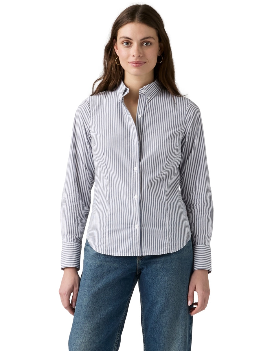 Blusa camisera manga larga para mujer