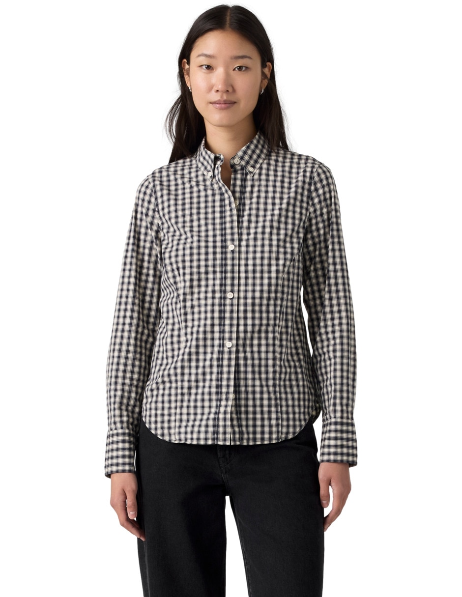 Blusa camisera manga larga para mujer