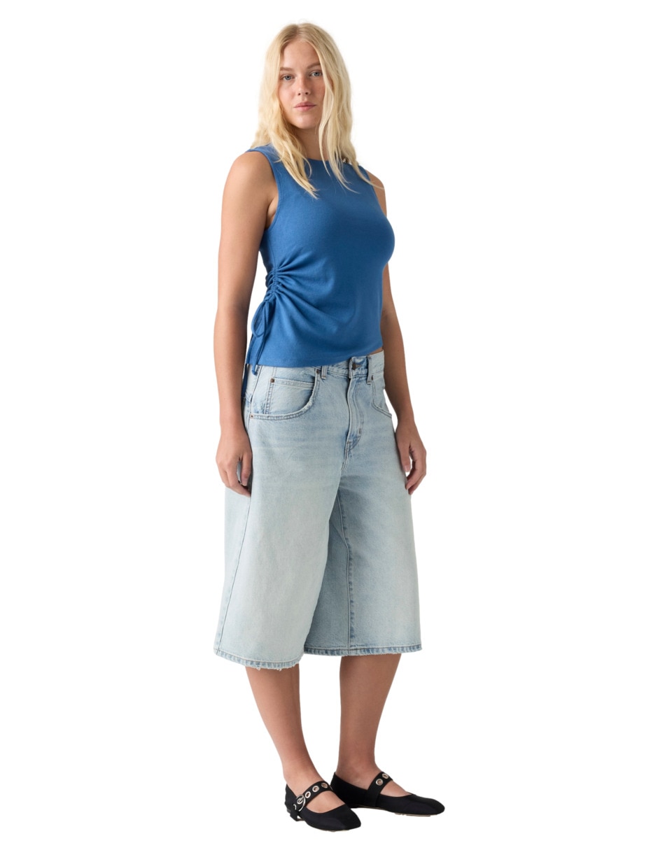 Playera sin manga cuello redondo para mujer 3