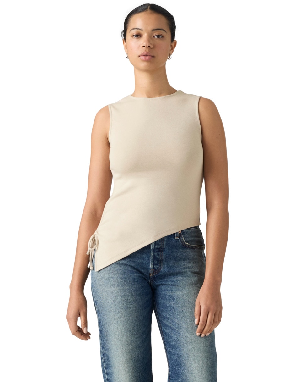 Playera sin manga cuello redondo para mujer
