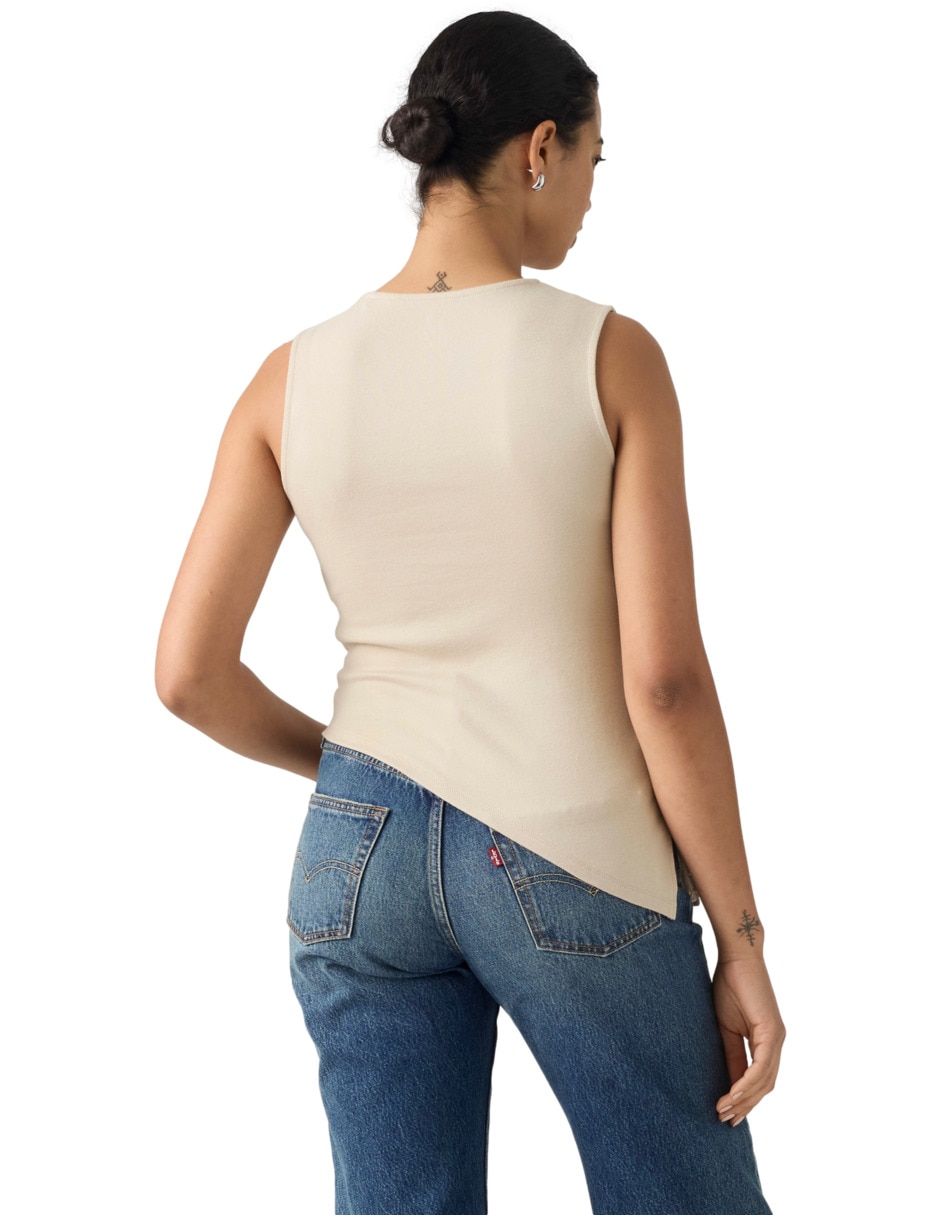 Playera sin manga cuello redondo para mujer 2