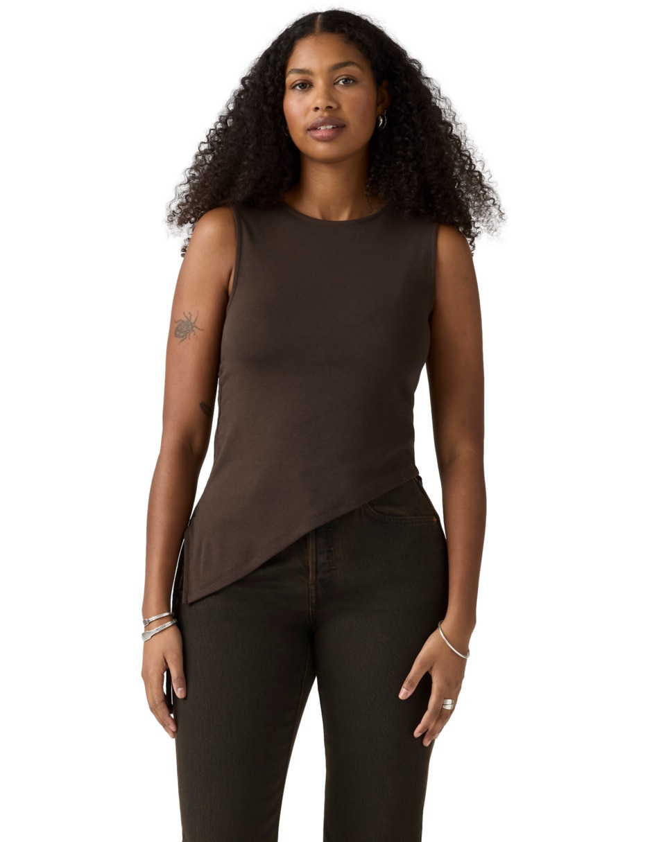 Playera sin manga cuello redondo para mujer Playera sin manga cuello redondo para mujer
