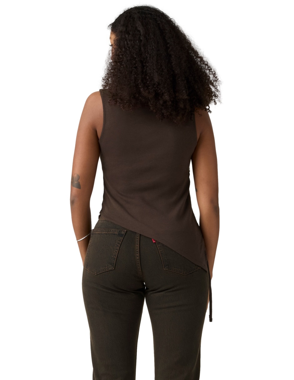 Playera sin manga cuello redondo para mujer 2