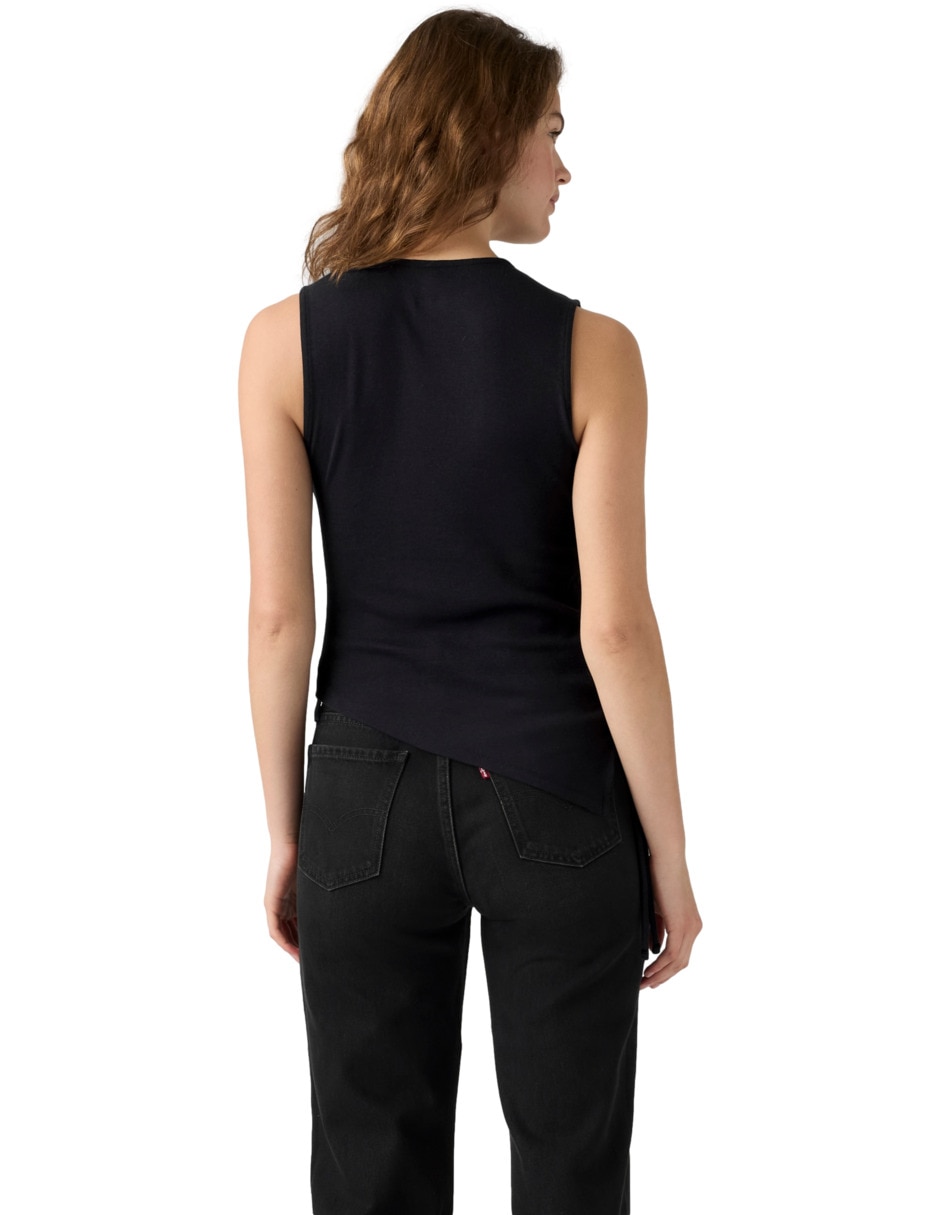 Playera sin manga cuello redondo para mujer 2