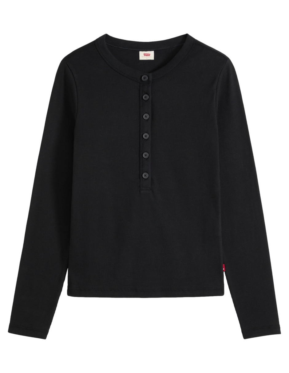 Playera manga larga cuello henley para mujer 5