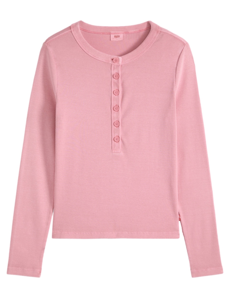 Playera manga larga cuello henley para mujer 5