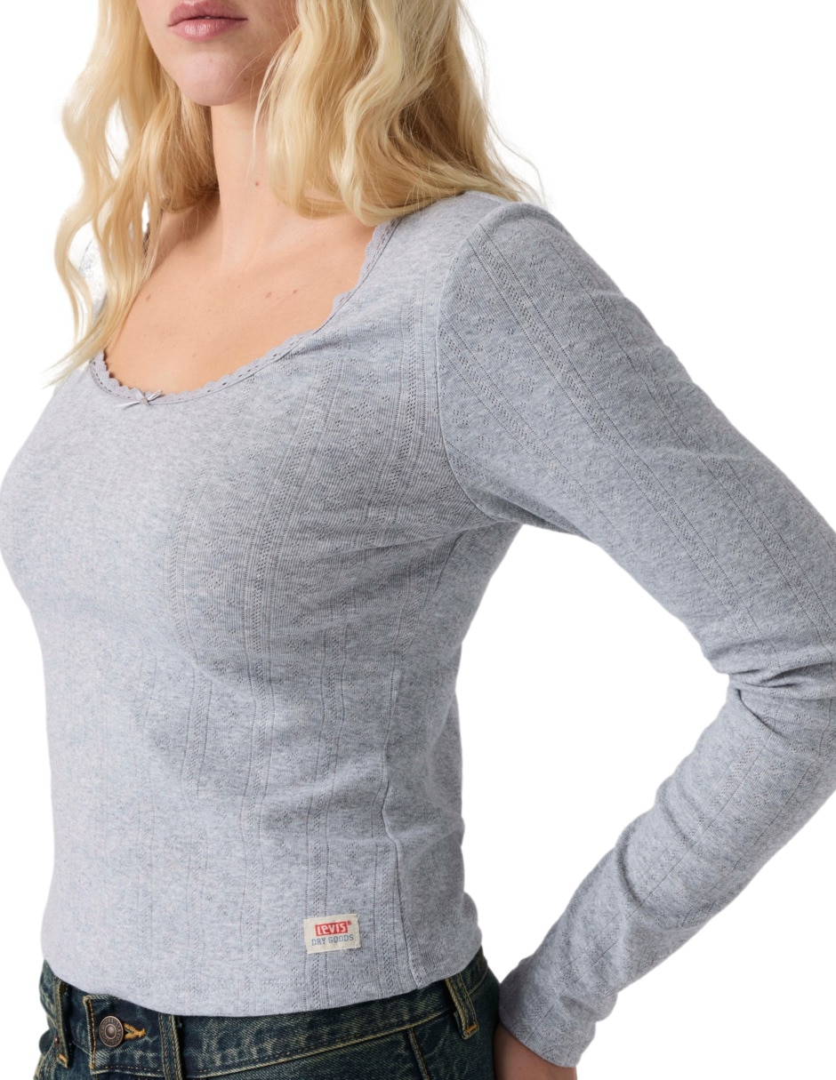 Playera manga larga cuello redondo para mujer 4