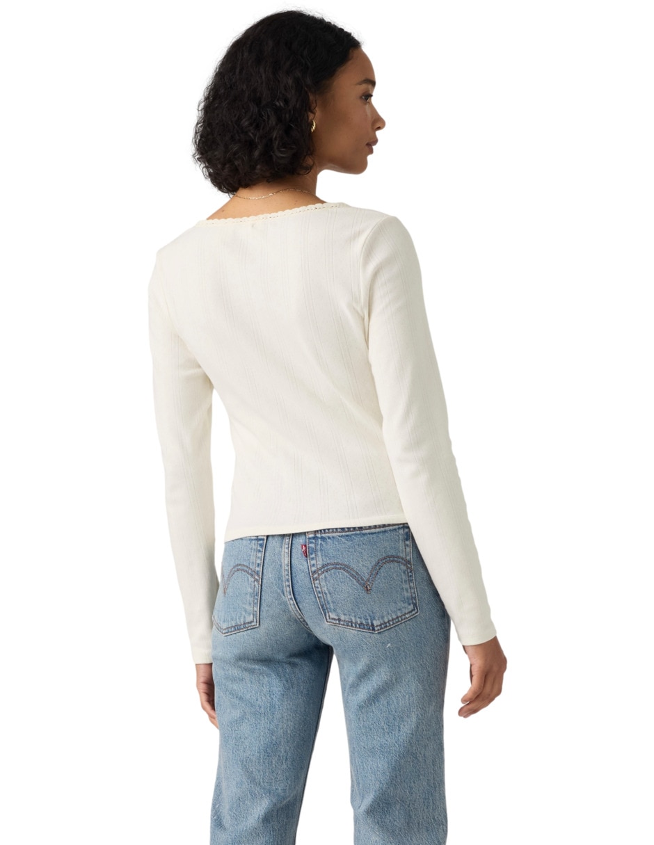 Playera manga larga cuello redondo para mujer 2