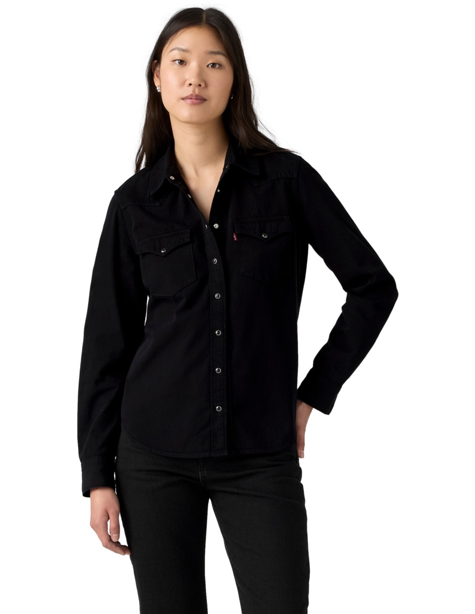 Blusa camisera manga larga para mujer