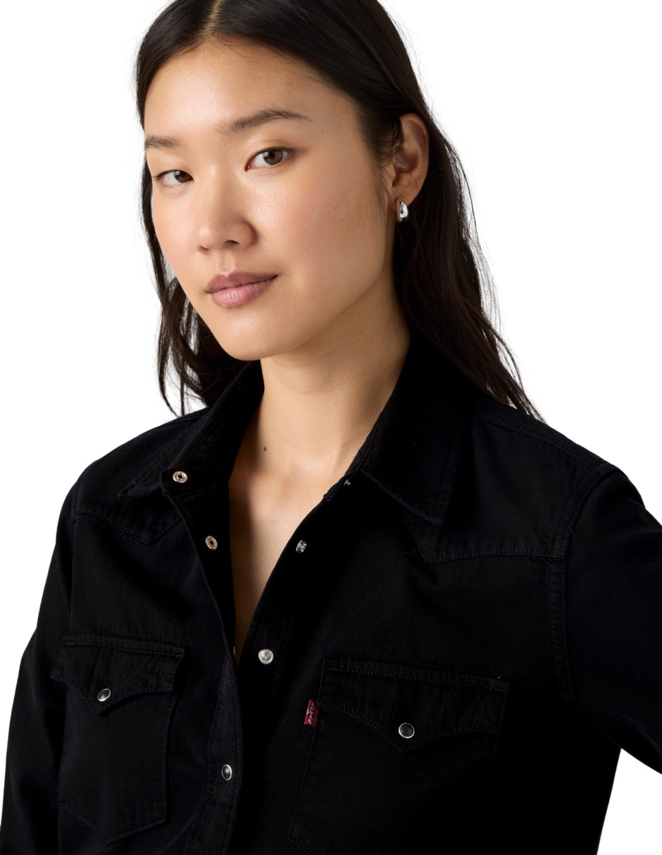 Blusa camisera manga larga para mujer 4