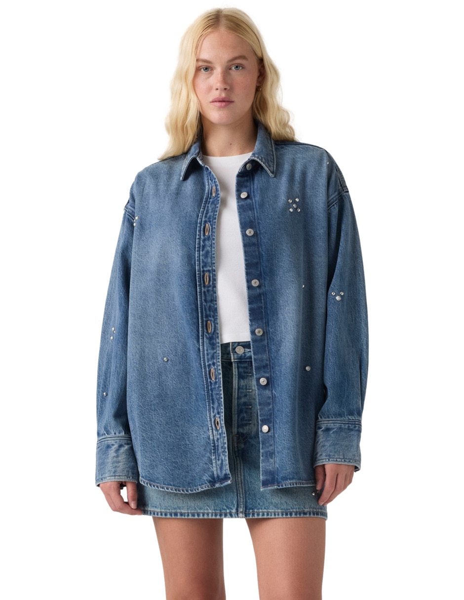 Blusa camisera manga larga para mujer